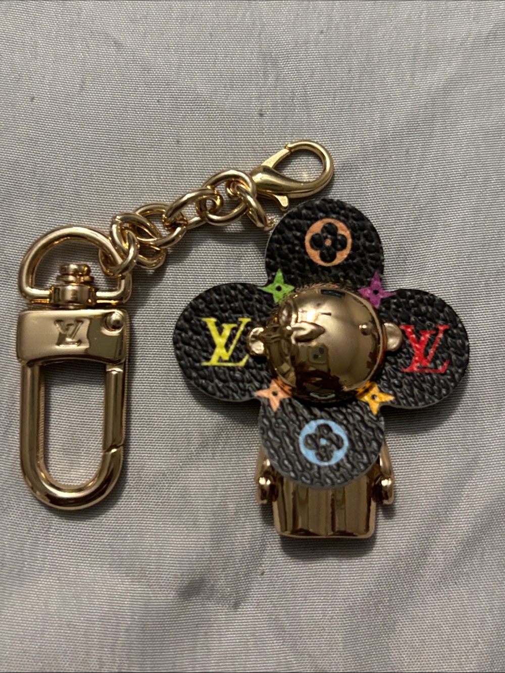 Louis Vuitton Black Multicolor Monogram Flower Key Holder Charm